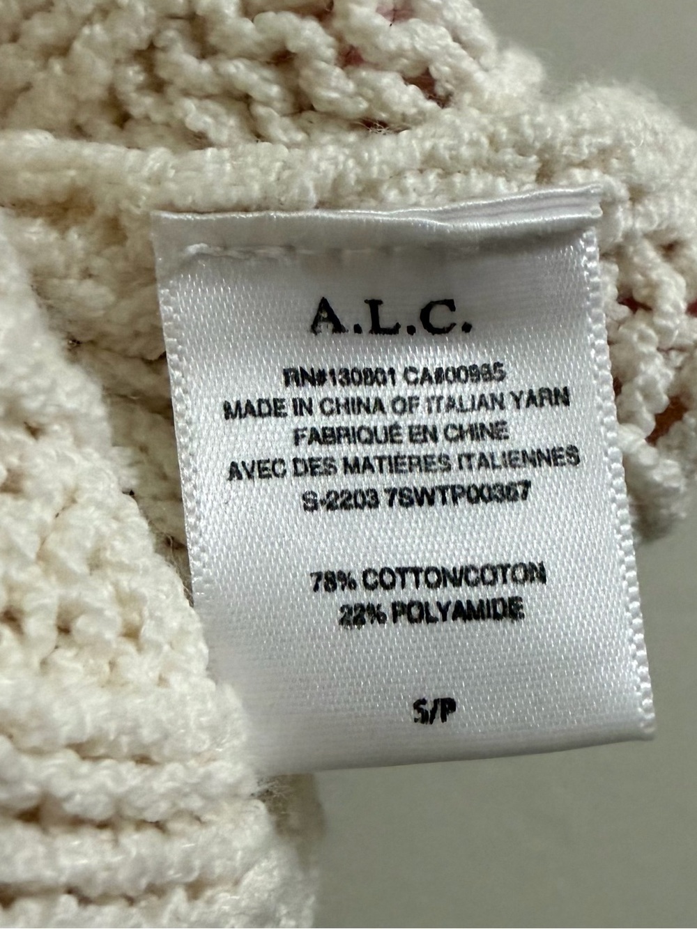 A.L.C. Ivory Ribbed Knit Cropped Bolero Shrug Sweater Size Small Excellent - Picture 10 of 10